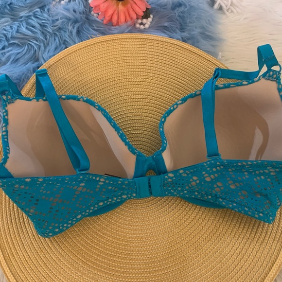 Victoria Secret Aqua Blue Lined Demi Cup Bra 32DD - Picture 2 of 6